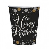 Amscan Cups Happy Birthday Sparkling Gold 250 ml | 8 pieces Amscan Cups Happy Birthday Sparkling Gold 250 ml | 8 pieces