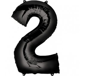 Globos Nordic Zwarte folie ballon cijfer 2 | 86cm Globos Nordic Zwarte folie ballon cijfer 2 | 86cm