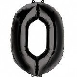 Globos Nordic Zwarte folie ballon cijfer 0 | 86cm Globos Nordic Zwarte folie ballon cijfer 0 | 86cm