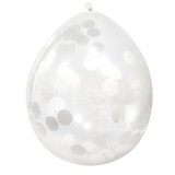 Folat Ballon met Witte Confetti | 4 stuks Folat Ballon met Witte Confetti | 4 stuks