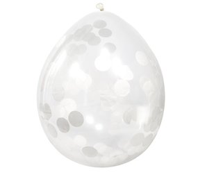 Folat Ballon met Witte Confetti | 4 stuks Folat Ballon met Witte Confetti | 4 stuks