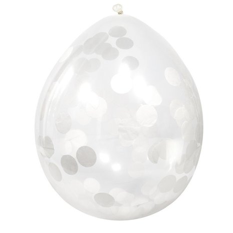 Folat Balloon with white confetti | 4 pieces