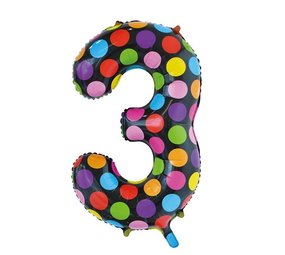 Globos Nordic Folienballon Zahl 3 Punkte 86 cm