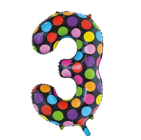 Globos Nordic Folienballon Zahl 3 Punkte 86 cm