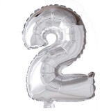 Globos Nordic Ballon folie cijfer 2 zilver | 40cm Globos Nordic Ballon folie cijfer 2 zilver | 40cm