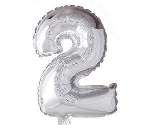Globos Nordic Balloon foil number 2 silver | 40cm Globos Nordic Balloon foil number 2 silver | 40cm