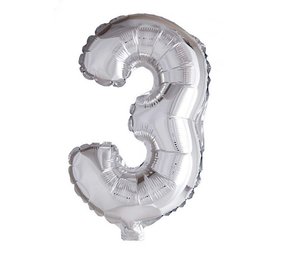 Globos Nordic Folienballon Zahl 3 Silber 40 cm Globos Nordic Folienballon Zahl 3 Silber 40 cm