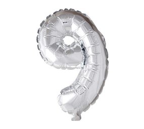 Globos Nordic Balloon foil 9 silver 40cm Globos Nordic Balloon foil 9 silver 40cm