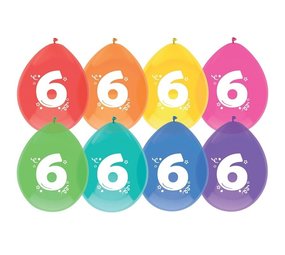 Haza - Witbaard Balloons 6 years fresh colors 8 pieces Haza - Witbaard Balloons 6 years fresh colors 8 pieces