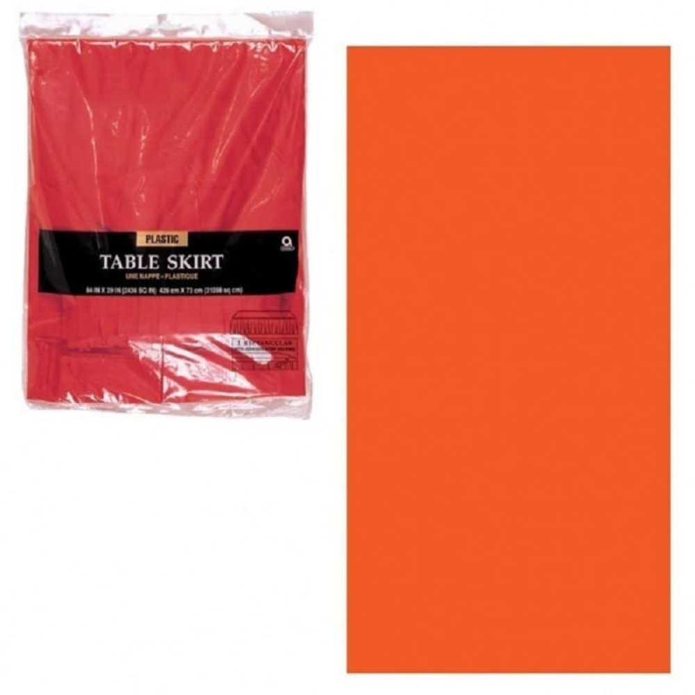 Unique Party Table skirt orange plastic | 73cm x 426cm