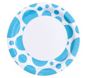 Teller mit karibischen blauen Punkten 23 cm | 8 Stücke Teller mit karibischen blauen Punkten 23 cm | 8 Stücke