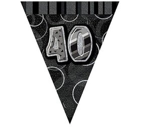 Drapeaux Garland Glitz 40 ans Noir Drapeaux Garland Glitz 40 ans Noir