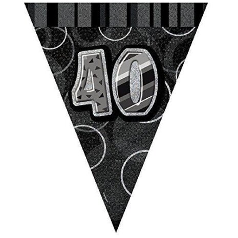 Vlaggen slinger Glitz 40 jaar zwart Vlaggen slinger Glitz 40 jaar zwart