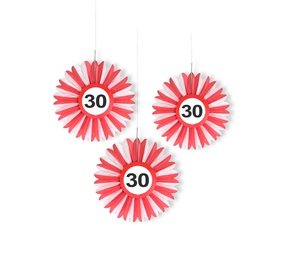 Folat Honeycomb Verkeersbord 30 jaar 3 stuks