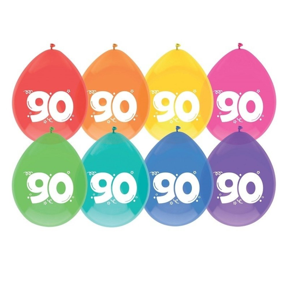 Ballons 90 ans de couleurs fraîches 8 pièces Ballons 90 ans de couleurs fraîches 8 pièces