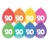 Ballonnen 90 jaar frisse kleuren | 8 stuks