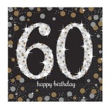 Servet 60 jaar Sparkling zilver - goud 16 stuks Servet 60 jaar Sparkling zilver - goud 16 stuks