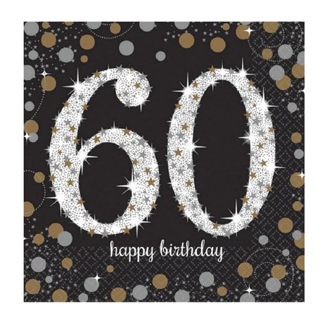 Serviette 60 Jahre funkelnder Silber - Gold 16 Stücke Serviette 60 Jahre funkelnder Silber - Gold 16 Stücke