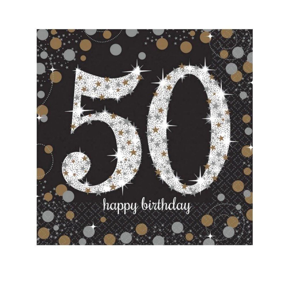 Amscan Napkin 50 years sparkling silver - gold 16 pieces Amscan Napkin 50 years sparkling silver - gold 16 pieces