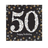 Amscan Serviette 50 ans argent étincelant - or 16 pièces Amscan Serviette 50 ans argent étincelant - or 16 pièces