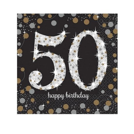 Amscan Napkin 50 years sparkling silver - gold 16 pieces Amscan Napkin 50 years sparkling silver - gold 16 pieces
