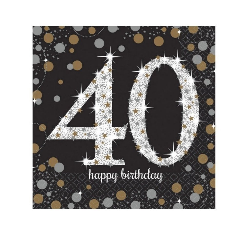 Amscan Napkin 40 years sparkling silver - gold 16 pieces