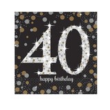 Amscan Serviette 40 Jahre funkelnder Silber - Gold 16 Stücke Amscan Serviette 40 Jahre funkelnder Silber - Gold 16 Stücke