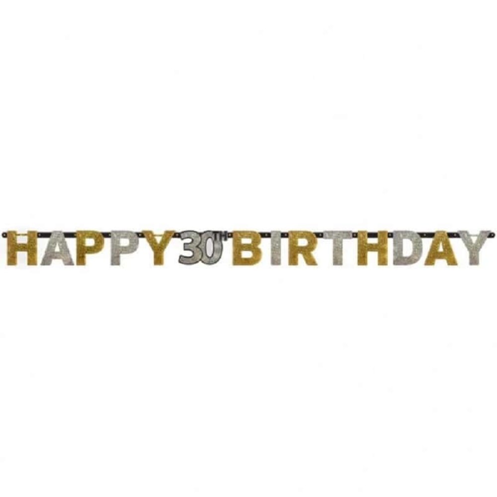 Amscan Letter garland sparkling silver-gold 30 years. Amscan Letter garland sparkling silver-gold 30 years.