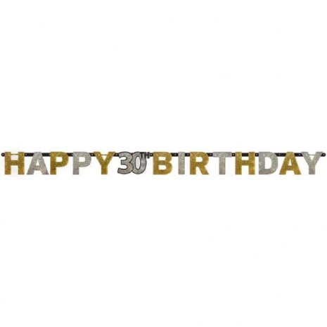 Amscan Letter garland sparkling silver-gold 30 years. Amscan Letter garland sparkling silver-gold 30 years.