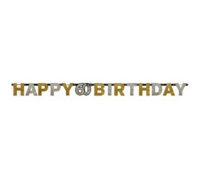 Amscan Letter garland sparkling silver-gold 60 years. Amscan Letter garland sparkling silver-gold 60 years.