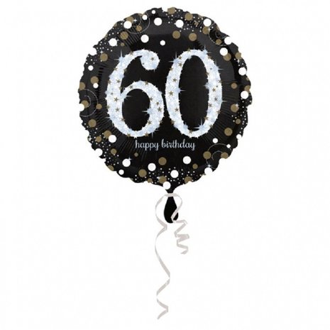 Amscan Folie ballon Sparkling zilver-goud 60 jaar. Amscan Folie ballon Sparkling zilver-goud 60 jaar.