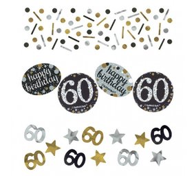 Amscan Confetti scintillant argent-or 60 ans. Amscan Confetti scintillant argent-or 60 ans.