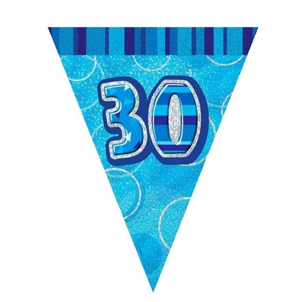Drapeaux Garland Glitz 30 ans Bleu