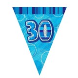Vlaggen slinger Glitz 30 jaar blauw Vlaggen slinger Glitz 30 jaar blauw