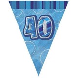 Vlaggen slinger Glitz 40 jaar blauw Vlaggen slinger Glitz 40 jaar blauw
