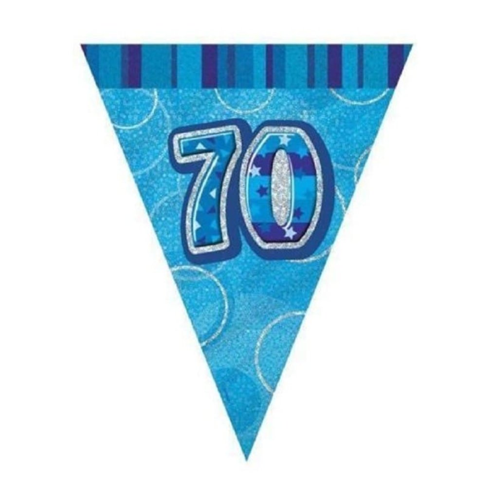 Drapeaux Garland Glitz 70 ans Bleu Drapeaux Garland Glitz 70 ans Bleu