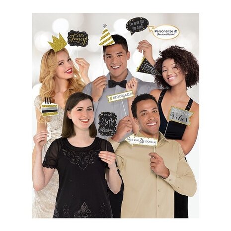 Photo Booth Sparkling goud - zilver 13 delig