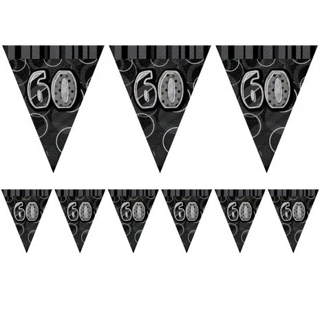 Flaggen Slinger Glitz 60 Jahre schwarz schwarz Flaggen Slinger Glitz 60 Jahre schwarz schwarz