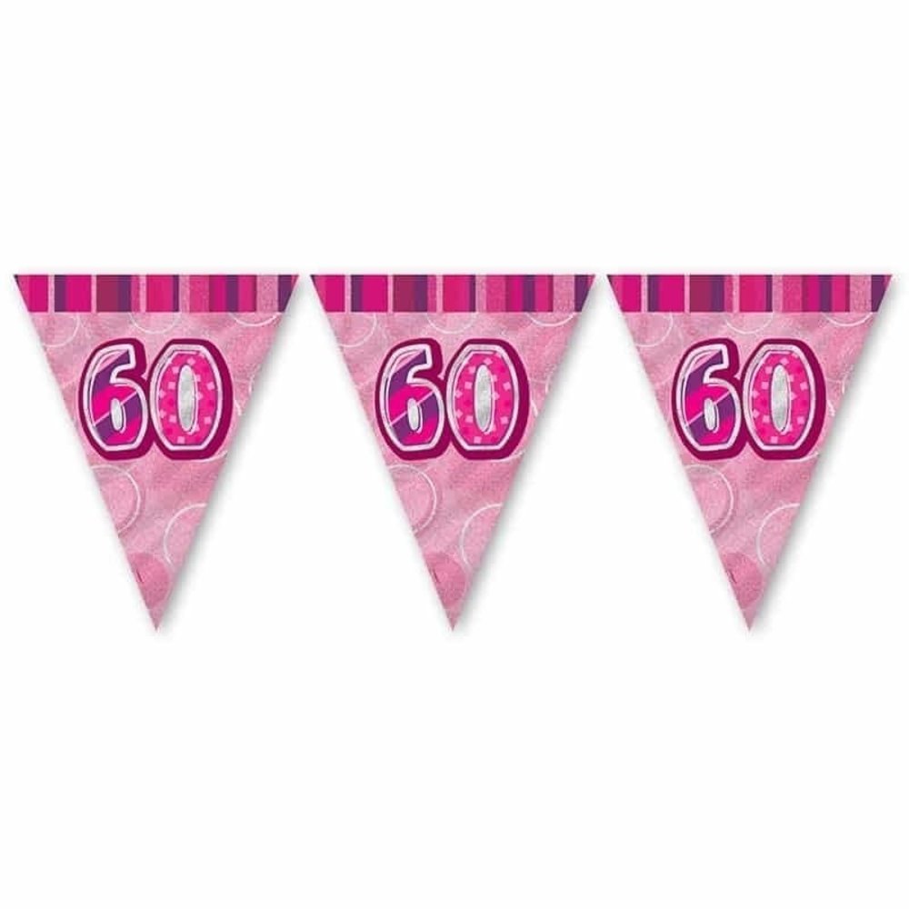 Fahnen Slinger Glitz 60 Jahre rosa rosa Fahnen Slinger Glitz 60 Jahre rosa rosa