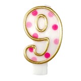 Kaars 9 gespikkeld roze Kaars 9 gespikkeld roze
