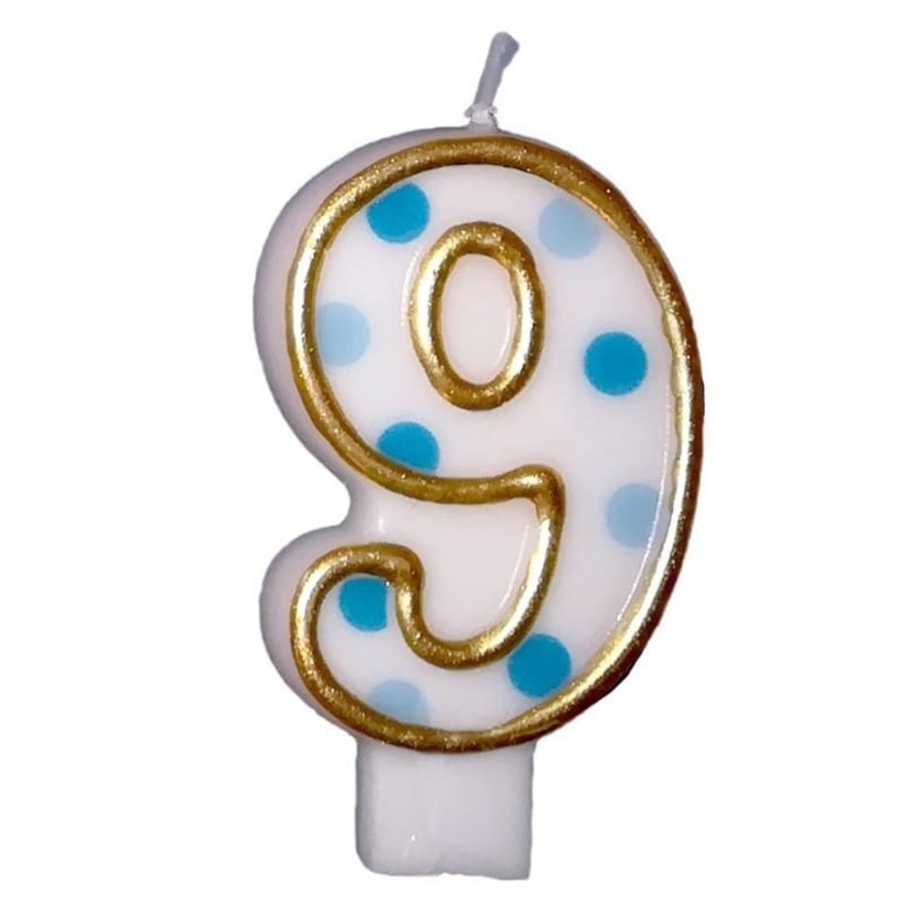 Bougie 9 moucheté bleue