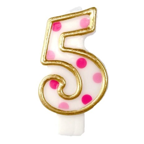 Kaars 5 gespikkeld roze Kaars 5 gespikkeld roze