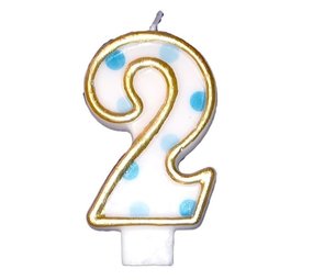 Candle number 2 speckled blue Candle number 2 speckled blue