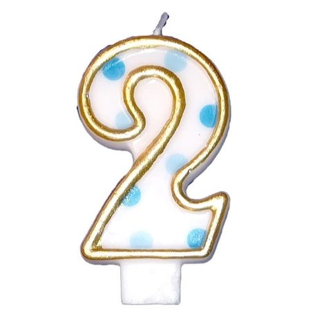 Candle number 2 speckled blue