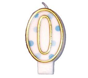 Kaars 0 gespikkeld blauw Kaars 0 gespikkeld blauw