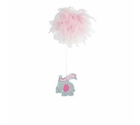 Hang decoratie roze olifant Happy Birthday 3 stuks Hang decoratie roze olifant Happy Birthday 3 stuks