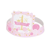 Tiara Hoedje Gold-Pink 1. Geburtstag 8 Stücke