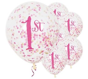 Ballon 1 Jahr mit goldrosa Konfetti 6 Teile Ballon 1 Jahr mit goldrosa Konfetti 6 Teile