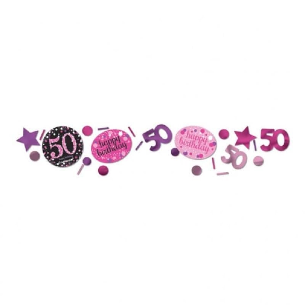 Amscan Confetti 50 jaar Sparkling Zwart-Roze | 34 gram Amscan Confetti 50 jaar Sparkling Zwart-Roze | 34 gram