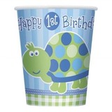 Beker Schildpad 1st Birthday | 8 stuks Beker Schildpad 1st Birthday | 8 stuks